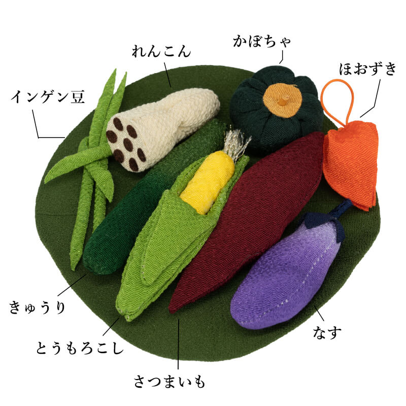 お盆用品 ちりめん真菰セット 野菜盛 蓮皿 牛馬 選べる3カラー 2・黒亀甲シルバー
