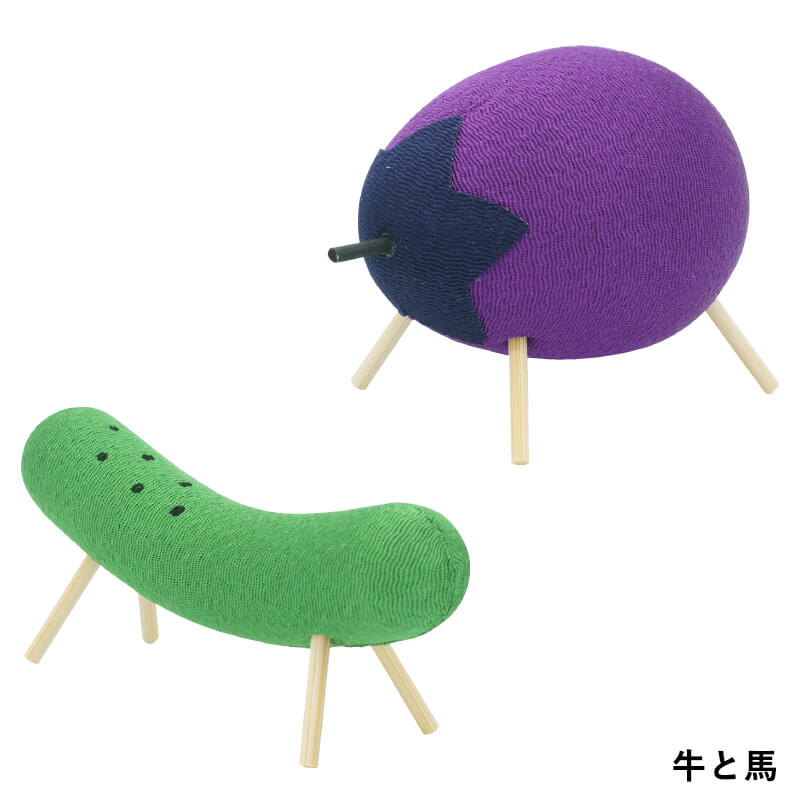 お盆用品 ちりめん真菰セット 野菜盛 蓮皿 牛馬 選べる3カラー 2・黒亀甲シルバー