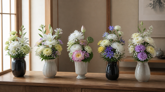 花器つきの造花の仏花アレンジ