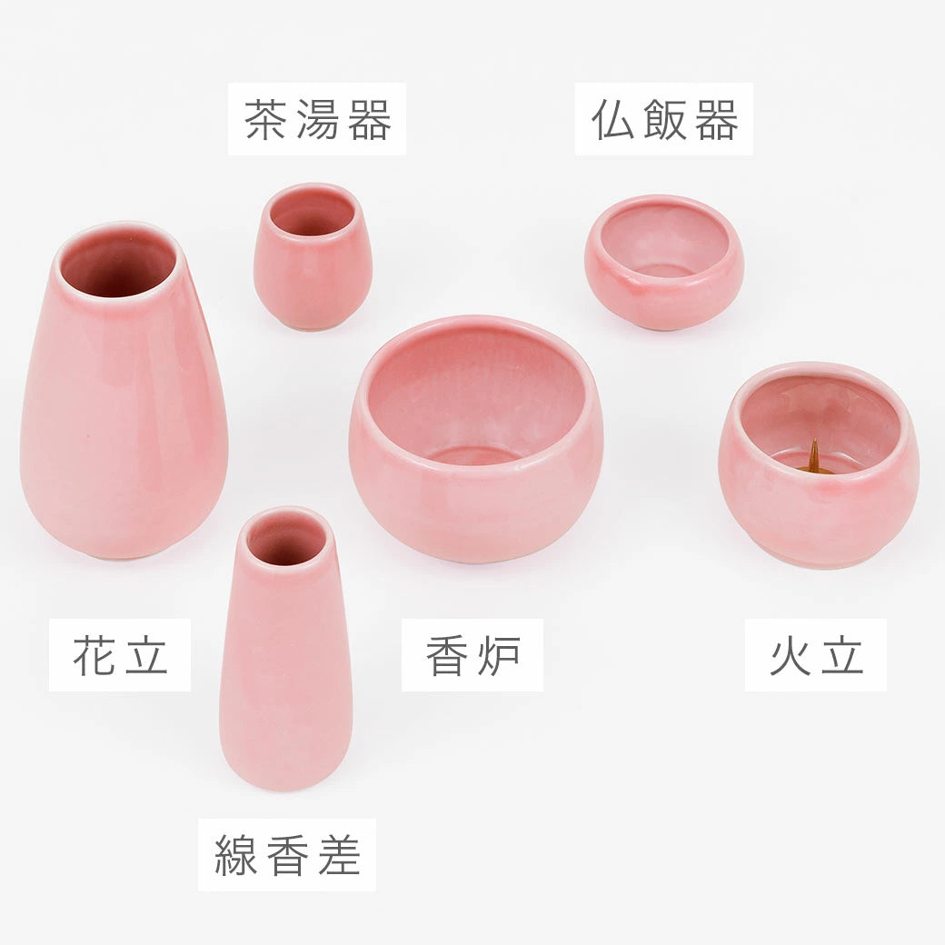 仏具 セット 陶器 仏具 「もみじ」 6具足 選べる5色 セトモノ モダン