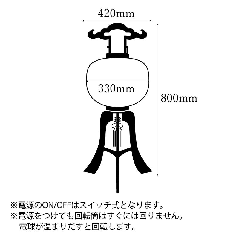 盆提灯 PC11号 墨絵透かし 対 レース生地 回転灯